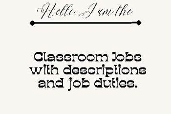 Preview of Classroom Jobs