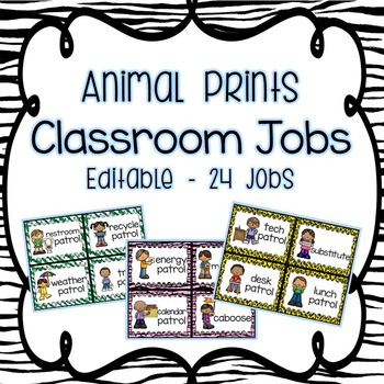 Preview of Animal Prints Classroom Jobs