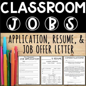 Preview of Classroom Jobs Application, Résumé, and Offer Letter