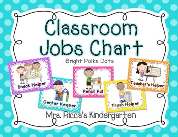Preview of Classroom Jobs Chart (Bright Polka Dots)