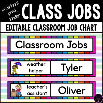 Classroom Jobs Chart - Editable by The Purple Daisy Teaching Resources