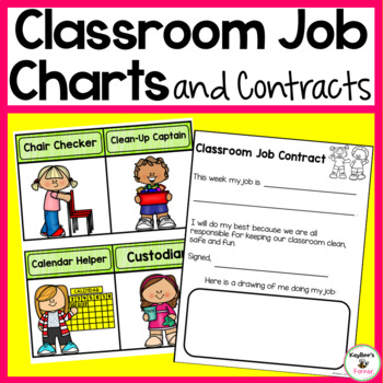 Preview of Classroom Jobs Charts and Contracts for Kindergarten and First Grade