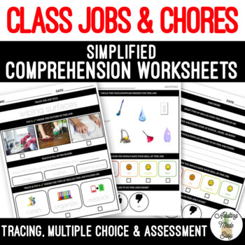 Preview of Classroom Jobs & Chores Comprehension Worksheets SS