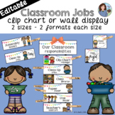 Classroom Jobs Crisp White EDITABLE {Clip Chart or Wall Display}