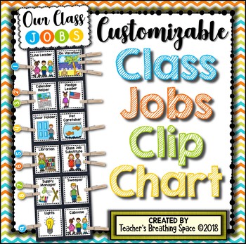 Preview of Classroom Jobs Clip Chart  |  Customizable Class Helper Chart