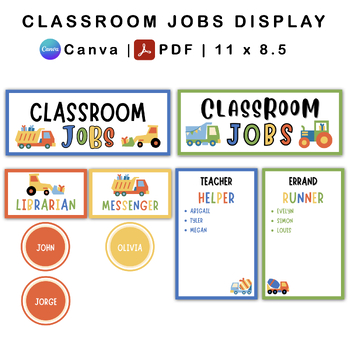 Classroom Jobs Display - Blue Transportation Theme | Editable by ...