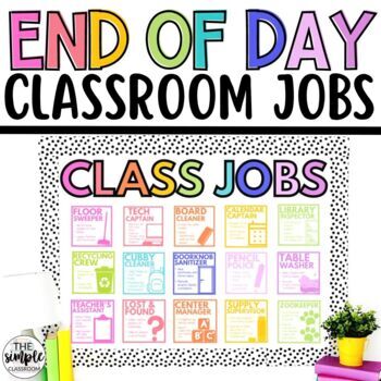 Preview of Classroom Jobs | EDITABLE Class Jobs | End of Day Classroom Cleanup