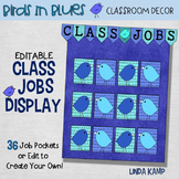 Classroom Jobs EDITABLE Display - Birds in Blues Classroom Decor