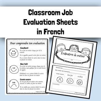 Preview of Classroom Jobs Evaluation in French (metiers)