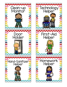 Classroom Jobs Rainbow Themed Labels Editable