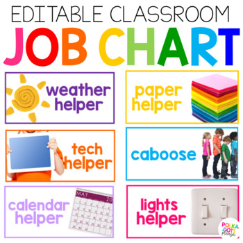 Preview of Editable Classroom Jobs Chart with Real Pictures for Community Building