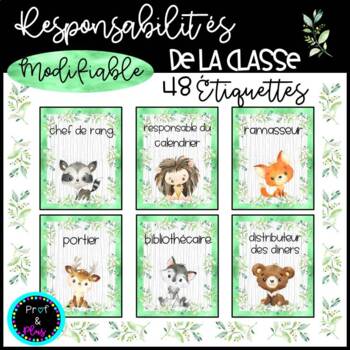 Editable Classroom Jobs  Responsabilités modifiables de la classe