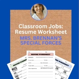 Classroom Jobs: Resume Worksheet