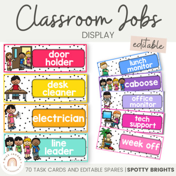 Preview of Classroom Jobs | SPOTTY BRIGHTS | Editable
