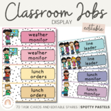 Classroom Jobs | SPOTTY PASTELS | Editable | Muted Rainbow