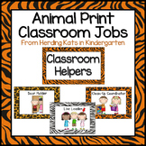 Classroom Jobs Signs with Animal Print Backgrounds