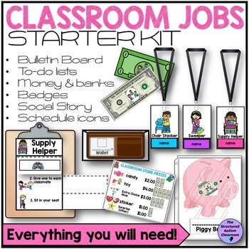 Preview of Classroom Jobs Special Ed To-Do List Schedules, Money, Store STARTER KIT