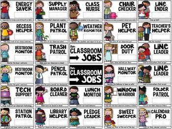 Classroom Jobs - Student Job Cards and Name Tags by Kaitlynn Albani