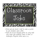 Classroom Jobs Zebra Print