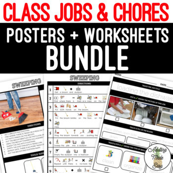 Preview of Classroom Jobs and Chores Posters & Worksheets BUNDLE SS