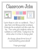 Classroom Jobs and Responsibilities