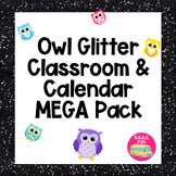 Classroom Jobs and more! Black Glitter Owl Calendar + Clas