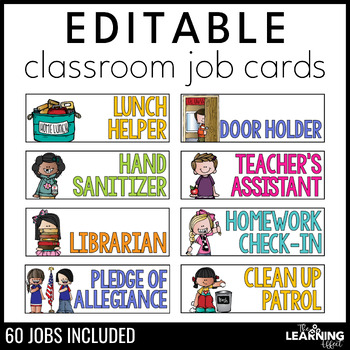 Preview of Classroom Jobs | Editable Student Job Cards for Class Display