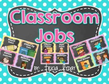 Preview of Classroom Jobs in BRIGHT Polka Dot & Chalkboard and EDITABLE Job Cards