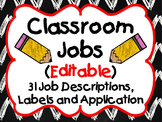 Classroom Jobs with Descriptions and Application (Editable)