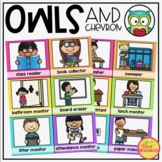 Classroom Jobs in an Owls and Chevron Decor Theme with Edi