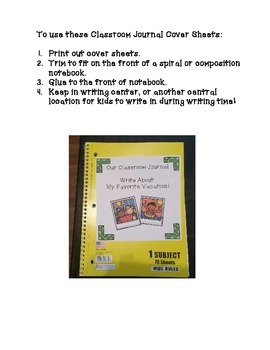 Classroom Journal Cover Sheets by Tales From the Third Degree | TpT