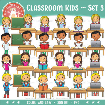 Classroom Kids Clipart 3 by Clever Cat Creations | TPT