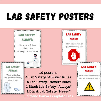 Classroom Lab Safety Posters: Rules/Guidelines for Lab! {WITH EDITABLE ...