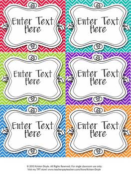 Classroom Label Pack (Editable) - Chevron by Chalk and Apples | TpT