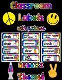 Classroom Labels (52 and blank labels) - GROOVY TIE-DYE Themed