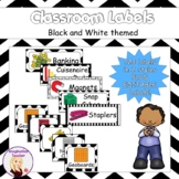 Classroom Labels Black & White: 123 Labels in 2 sizes plus