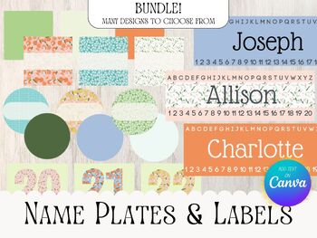Preview of Classroom Labels Bright Colors, Desk Labels, Name Plates for Desk