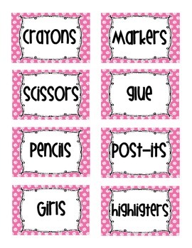 Classroom Labels Bright Polka-Dot by Kelly Horgan | TPT