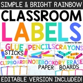 Classroom Labels Bright Rainbow Classroom Decor | Classroo