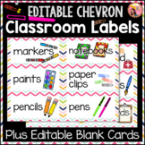 Editable Classroom Labels - Chevron Borders with pictures