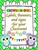Classroom Labels | Chevron Owl Classroom Decor