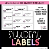 Classroom Labels- Folder/Notebook Labels (Editable)