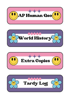 Preview of Classroom Labels Groovy Retro Themed
