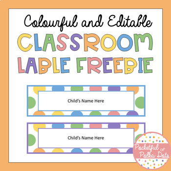 Preview of Classroom Labels Polka Dot Freebie