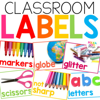 Preview of Editable Classroom Labels with Real Pictures for Organization and ESL