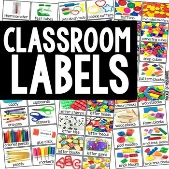 Preview of Classroom Labels - Real Photos for Preschool, Pre-K, Kinder, & 1st Grade
