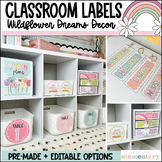 Classroom Labels Set | Wildflower Dreams Decor - Editable!