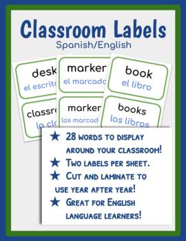 Preview of Classroom Labels (Spanish/English)