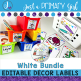 Classroom Labels  - WHITE Editable THE BUNDLE