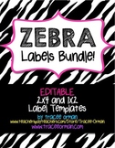 Classroom Labels You Can Edit: Zebra Bundle {1x2 & 2x4}